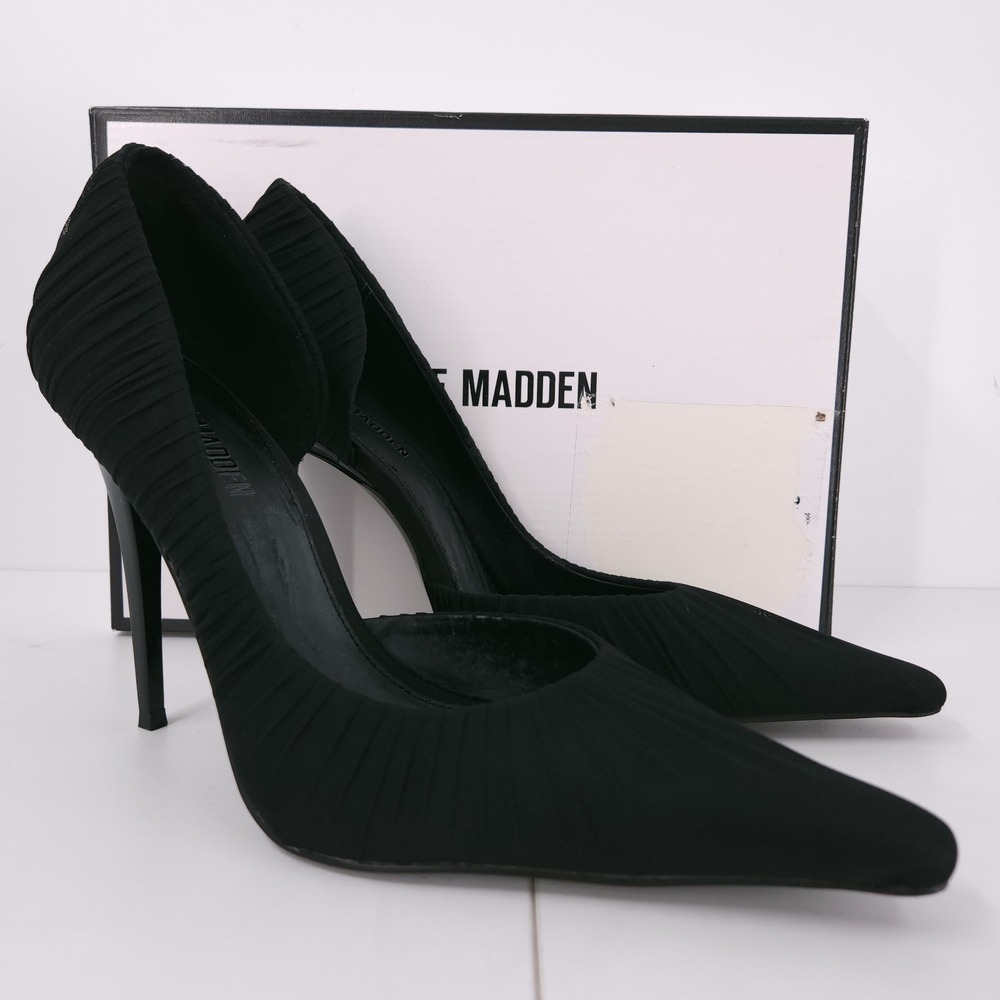Steve Madden Elegant Black Stiletto Pointed Toe Slip On Heels Womens Size 10